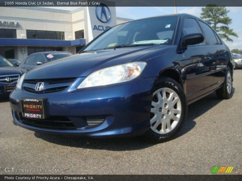 Eternal Blue Pearl / Gray 2005 Honda Civic LX Sedan