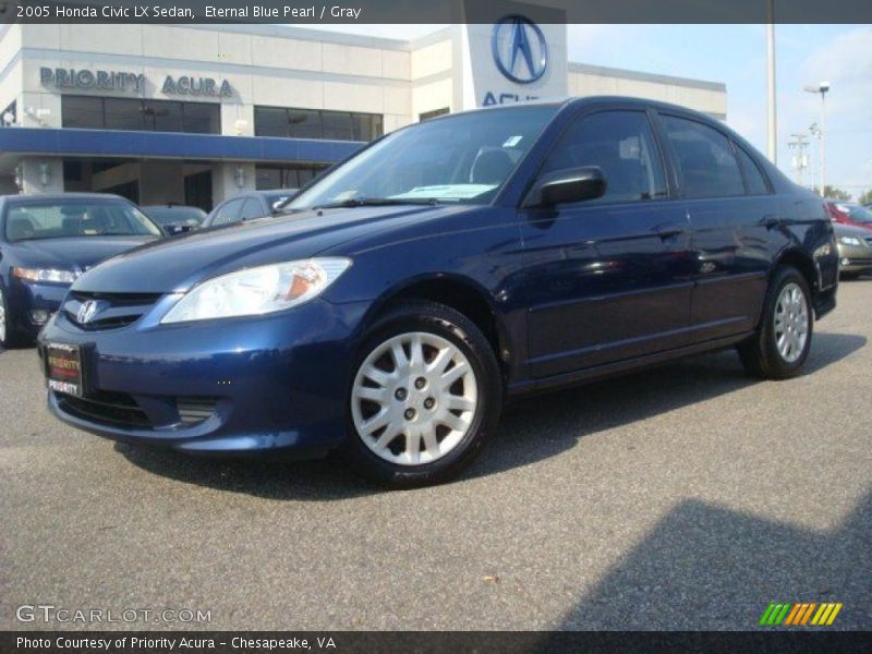Eternal Blue Pearl / Gray 2005 Honda Civic LX Sedan
