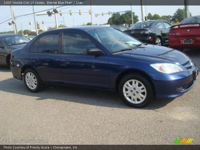 Eternal Blue Pearl / Gray 2005 Honda Civic LX Sedan