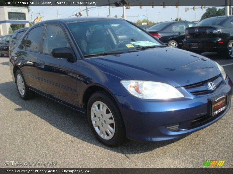 Eternal Blue Pearl / Gray 2005 Honda Civic LX Sedan