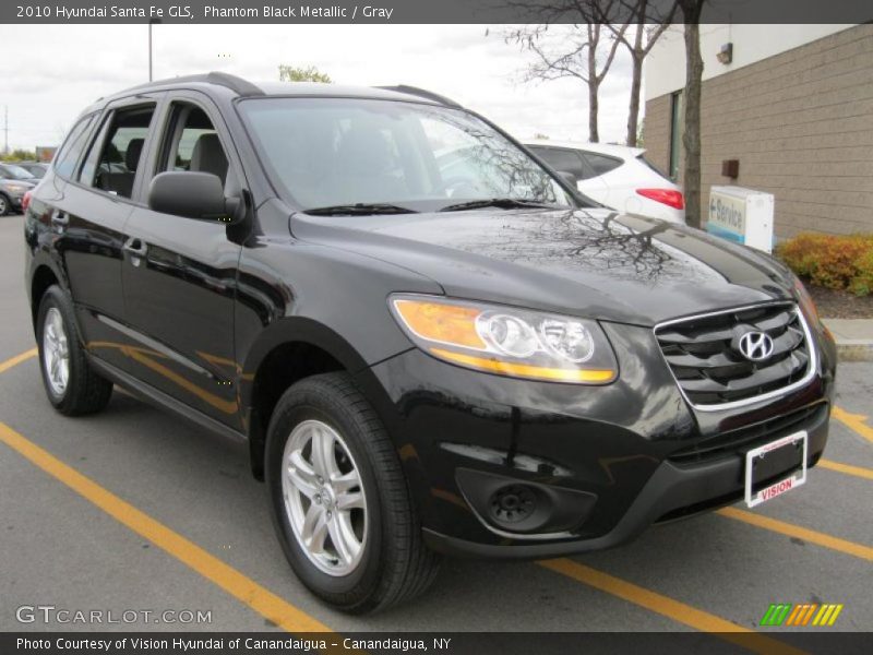 Phantom Black Metallic / Gray 2010 Hyundai Santa Fe GLS