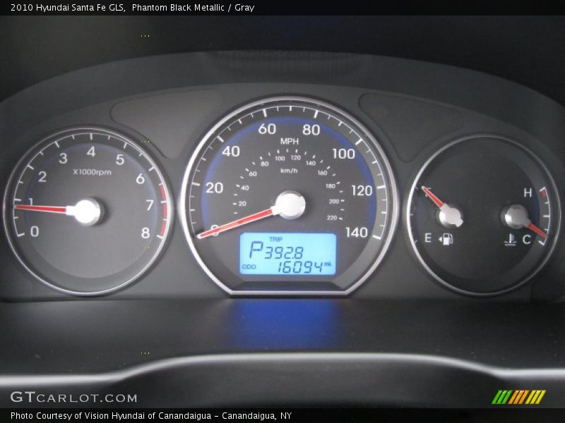 Phantom Black Metallic / Gray 2010 Hyundai Santa Fe GLS