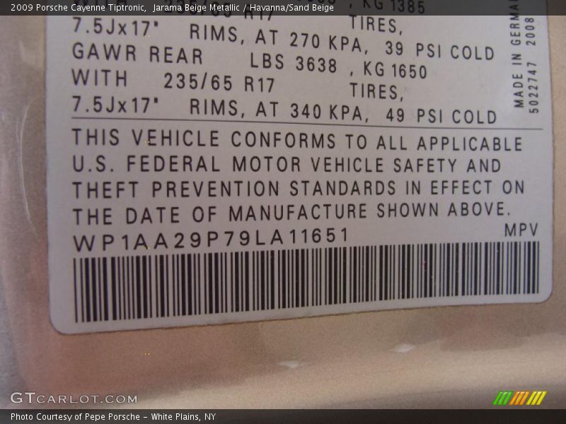 Jarama Beige Metallic / Havanna/Sand Beige 2009 Porsche Cayenne Tiptronic