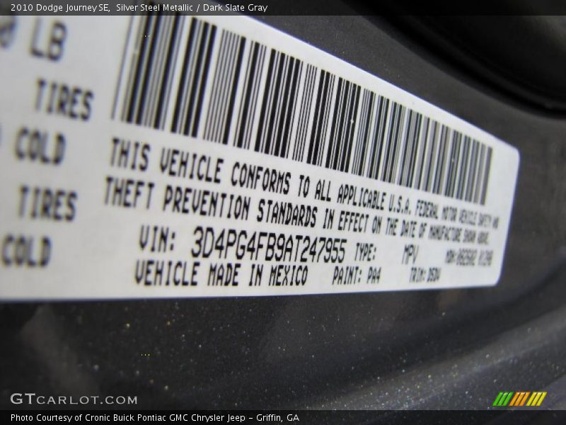 Silver Steel Metallic / Dark Slate Gray 2010 Dodge Journey SE