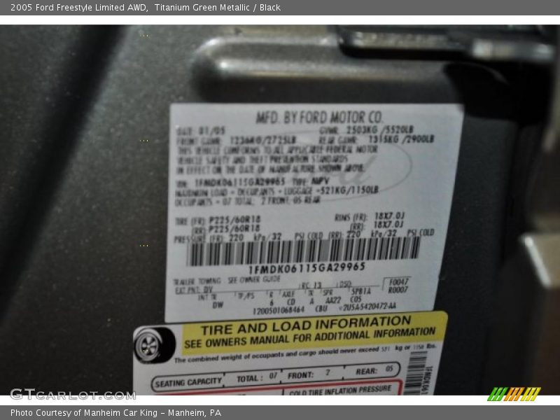 Titanium Green Metallic / Black 2005 Ford Freestyle Limited AWD