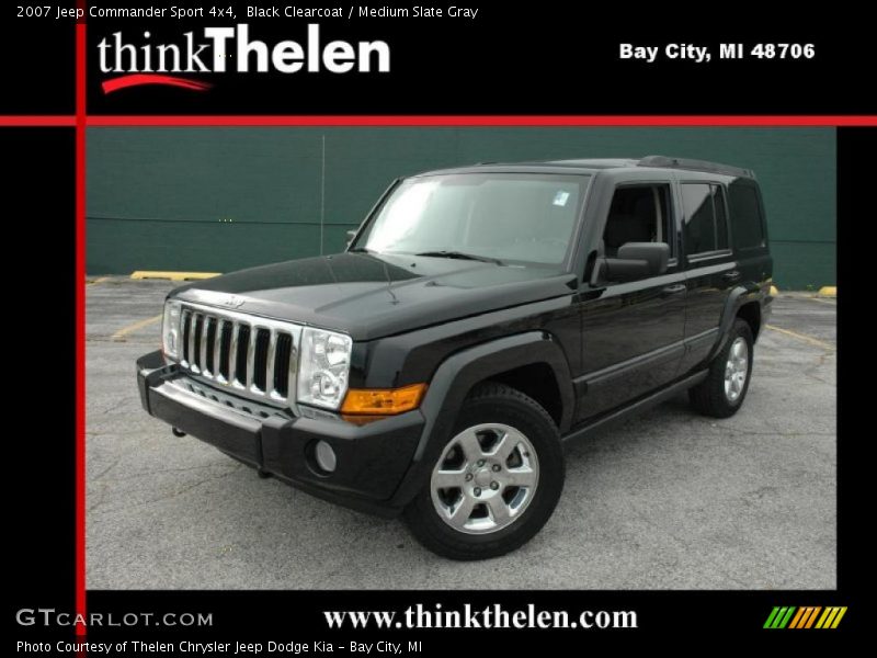 Black Clearcoat / Medium Slate Gray 2007 Jeep Commander Sport 4x4