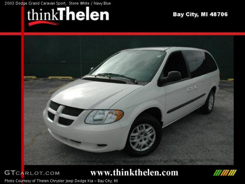 Stone White / Navy Blue 2003 Dodge Grand Caravan Sport