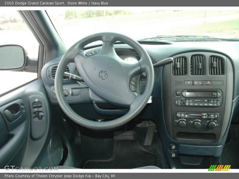 Stone White / Navy Blue 2003 Dodge Grand Caravan Sport