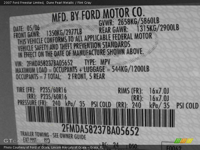 Dune Pearl Metallic / Flint Gray 2007 Ford Freestar Limited