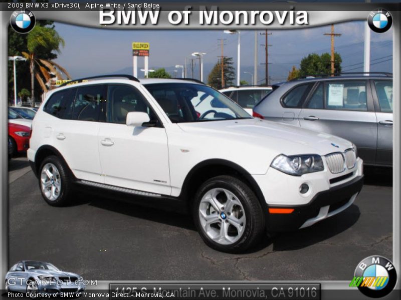 Alpine White / Sand Beige 2009 BMW X3 xDrive30i