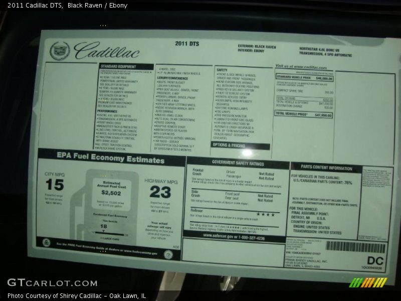 Black Raven / Ebony 2011 Cadillac DTS