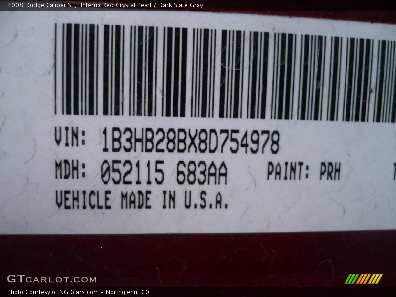 Inferno Red Crystal Pearl / Dark Slate Gray 2008 Dodge Caliber SE