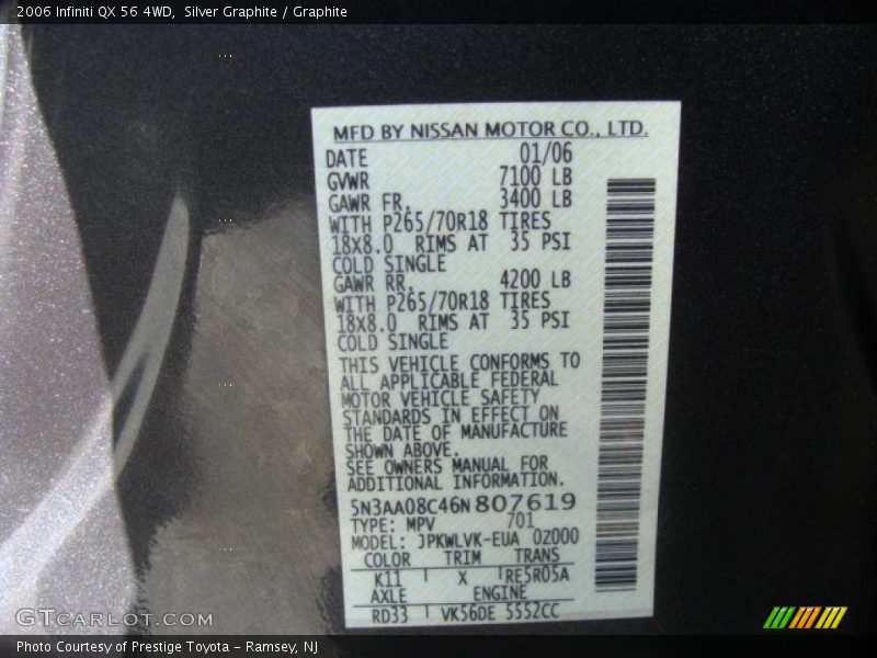 Silver Graphite / Graphite 2006 Infiniti QX 56 4WD