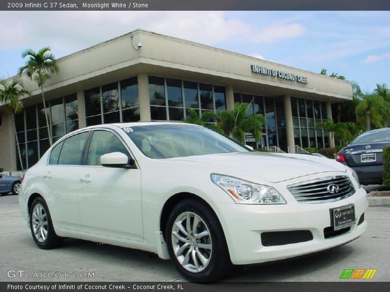 Moonlight White / Stone 2009 Infiniti G 37 Sedan