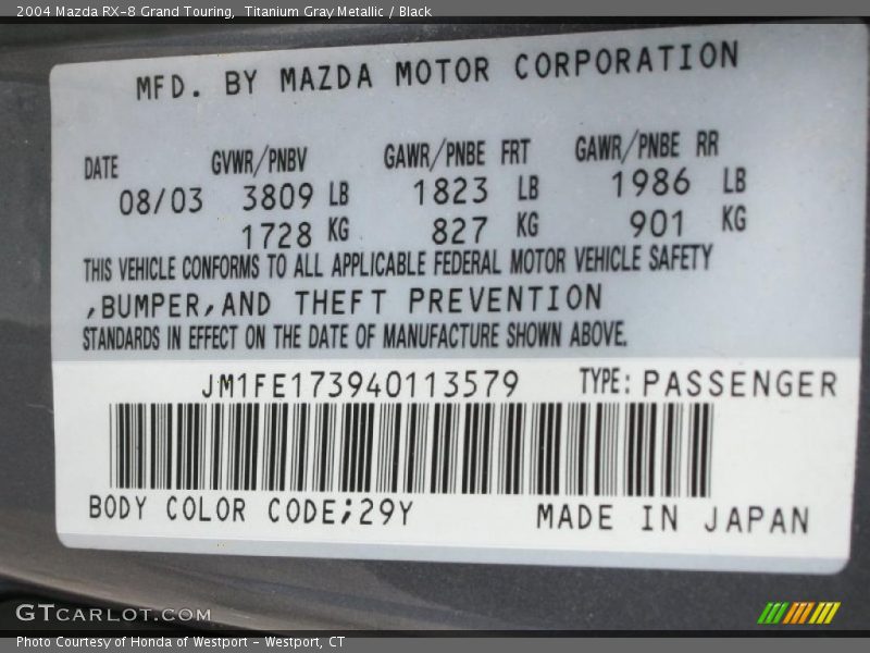 Titanium Gray Metallic / Black 2004 Mazda RX-8 Grand Touring