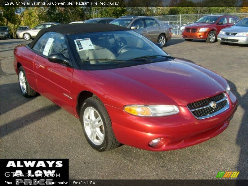 Radiant Fire Red / Gray 1996 Chrysler Sebring JXi Convertible