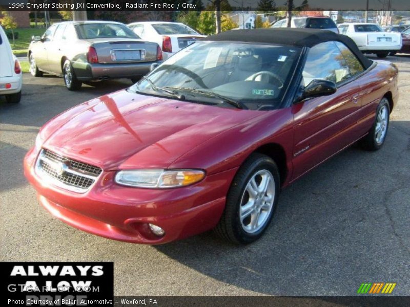 Radiant Fire Red / Gray 1996 Chrysler Sebring JXi Convertible