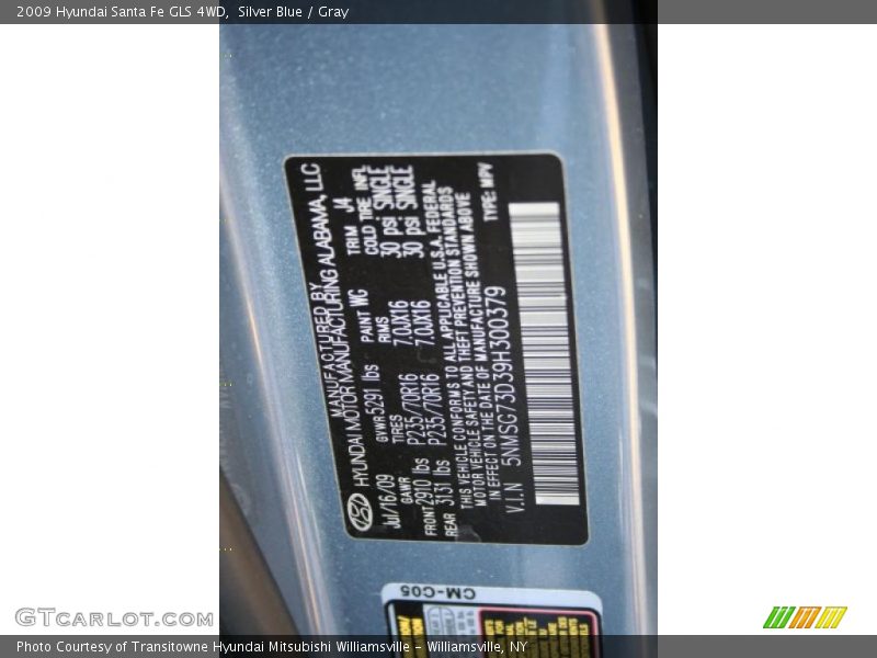 Silver Blue / Gray 2009 Hyundai Santa Fe GLS 4WD