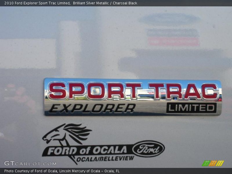 Brilliant Silver Metallic / Charcoal Black 2010 Ford Explorer Sport Trac Limited