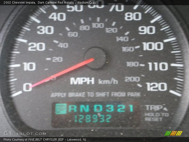 Dark Carmine Red Metallic / Medium Gray 2002 Chevrolet Impala