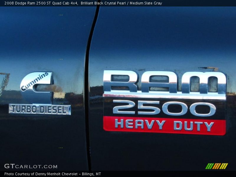 Brilliant Black Crystal Pearl / Medium Slate Gray 2008 Dodge Ram 2500 ST Quad Cab 4x4