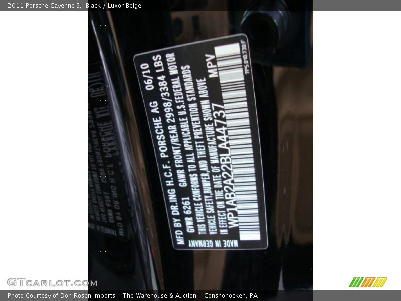 Black / Luxor Beige 2011 Porsche Cayenne S