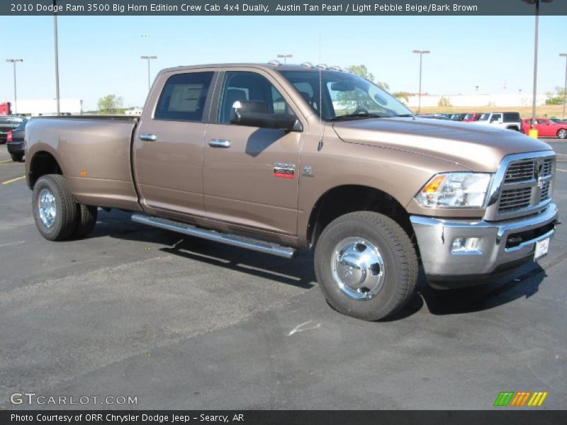 Austin Tan Pearl / Light Pebble Beige/Bark Brown 2010 Dodge Ram 3500 Big Horn Edition Crew Cab 4x4 Dually