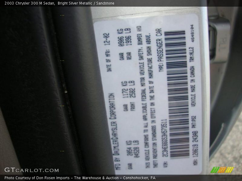 Bright Silver Metallic / Sandstone 2003 Chrysler 300 M Sedan