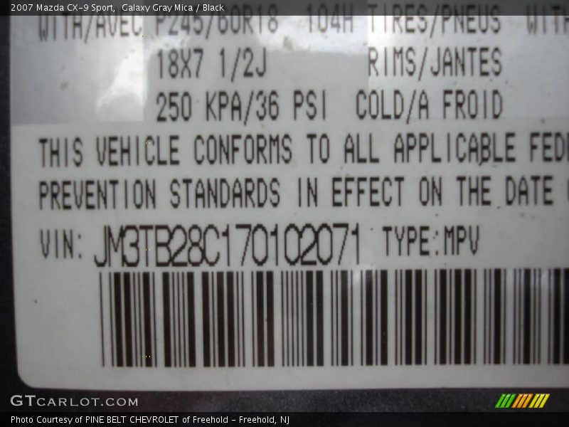Galaxy Gray Mica / Black 2007 Mazda CX-9 Sport