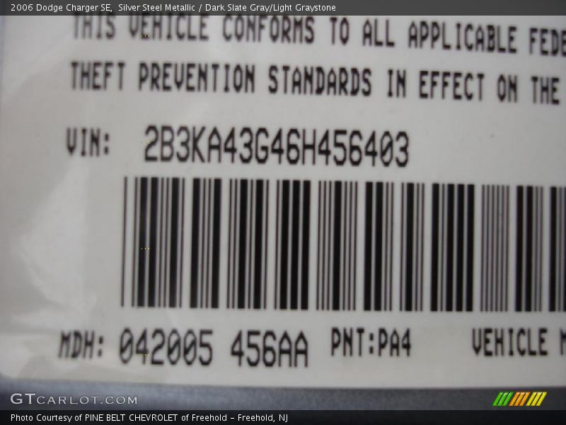 Silver Steel Metallic / Dark Slate Gray/Light Graystone 2006 Dodge Charger SE