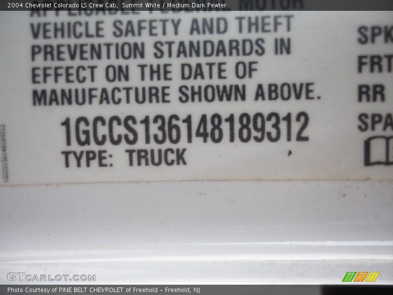 Summit White / Medium Dark Pewter 2004 Chevrolet Colorado LS Crew Cab