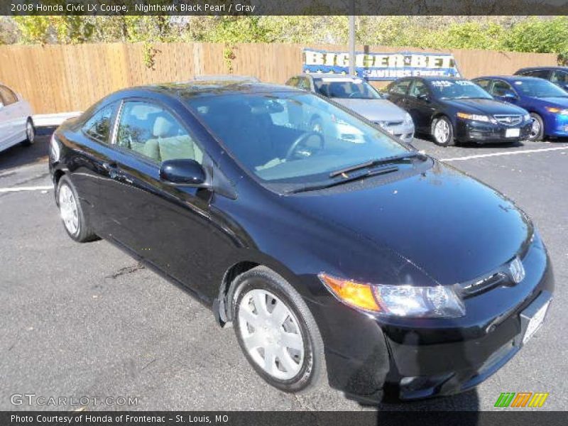 Nighthawk Black Pearl / Gray 2008 Honda Civic LX Coupe