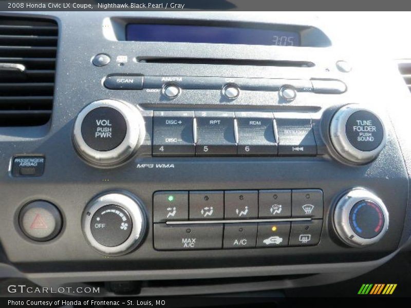 Nighthawk Black Pearl / Gray 2008 Honda Civic LX Coupe