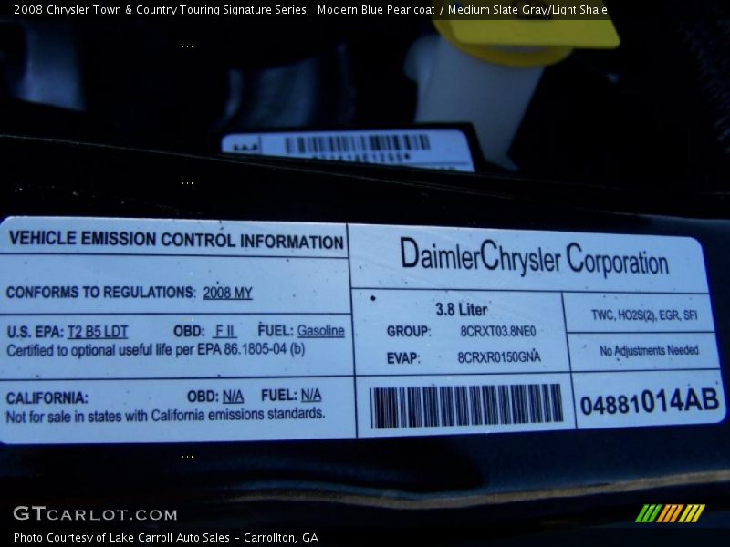 Modern Blue Pearlcoat / Medium Slate Gray/Light Shale 2008 Chrysler Town & Country Touring Signature Series