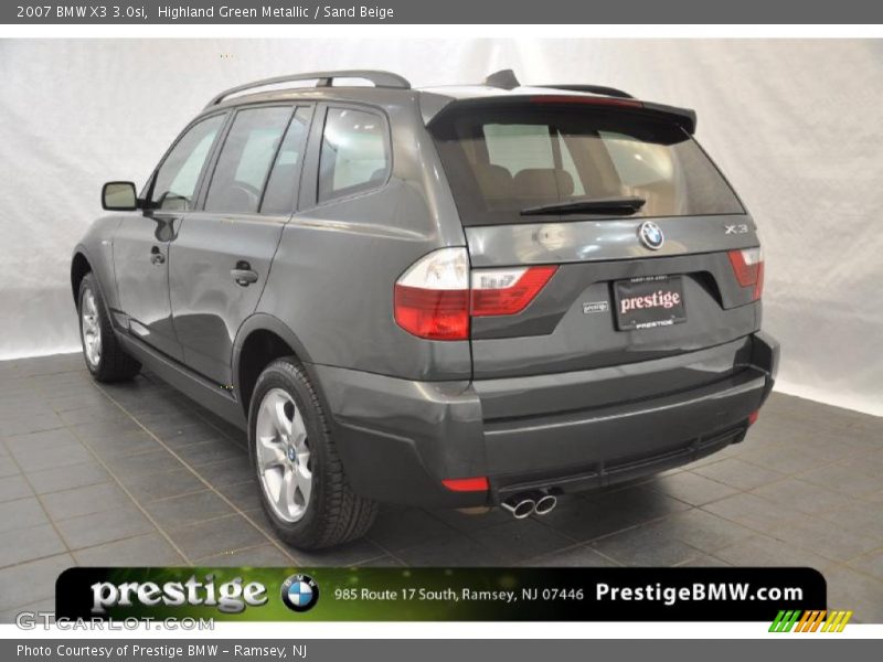 Highland Green Metallic / Sand Beige 2007 BMW X3 3.0si