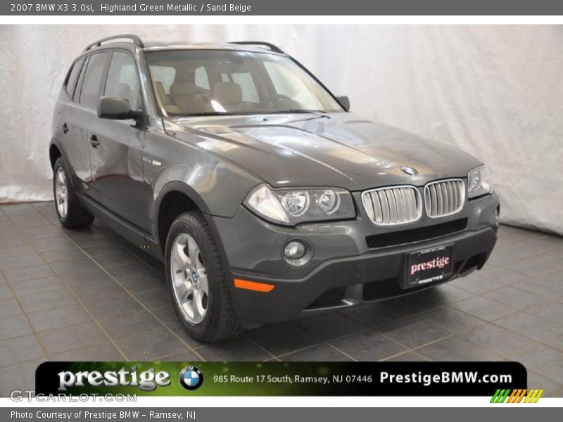 Highland Green Metallic / Sand Beige 2007 BMW X3 3.0si