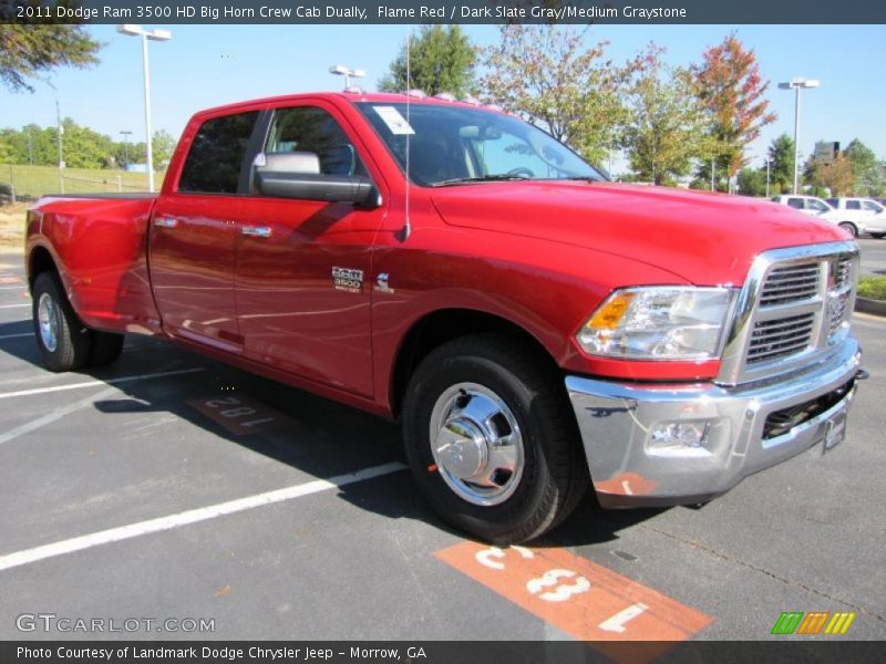 Flame Red / Dark Slate Gray/Medium Graystone 2011 Dodge Ram 3500 HD Big Horn Crew Cab Dually