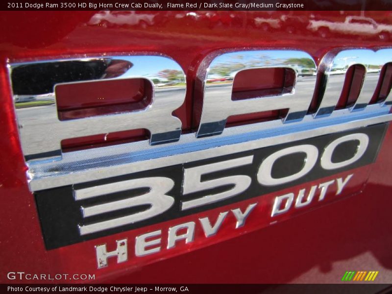 Flame Red / Dark Slate Gray/Medium Graystone 2011 Dodge Ram 3500 HD Big Horn Crew Cab Dually