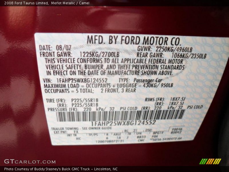 Merlot Metallic / Camel 2008 Ford Taurus Limited
