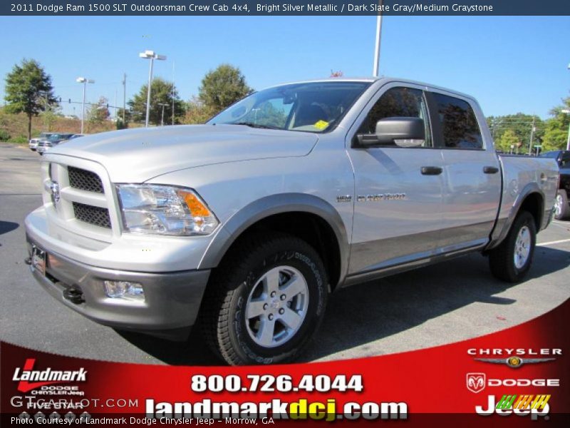 Bright Silver Metallic / Dark Slate Gray/Medium Graystone 2011 Dodge Ram 1500 SLT Outdoorsman Crew Cab 4x4