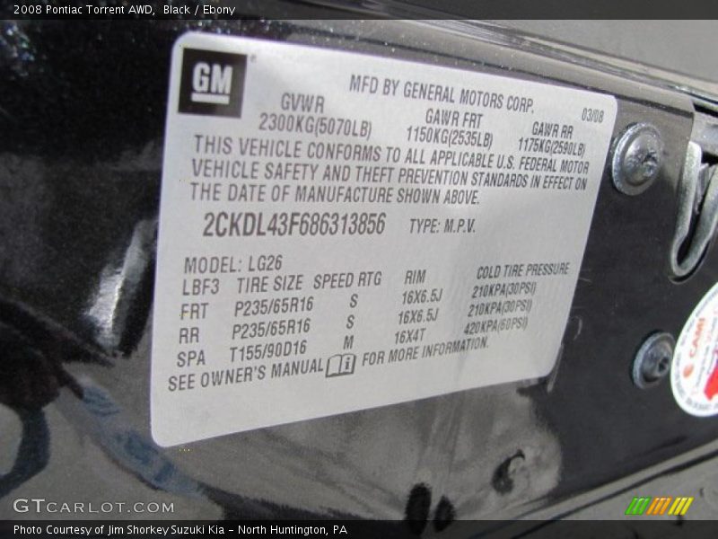 Black / Ebony 2008 Pontiac Torrent AWD