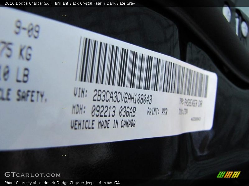Brilliant Black Crystal Pearl / Dark Slate Gray 2010 Dodge Charger SXT
