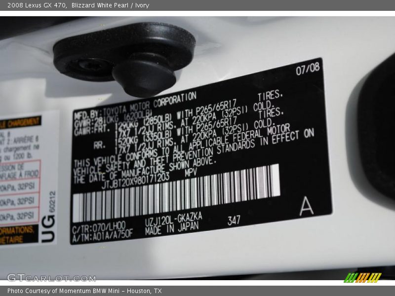Blizzard White Pearl / Ivory 2008 Lexus GX 470