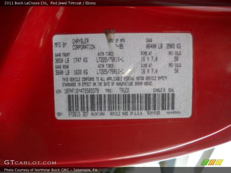 Red Jewel Tintcoat / Ebony 2011 Buick LaCrosse CXL