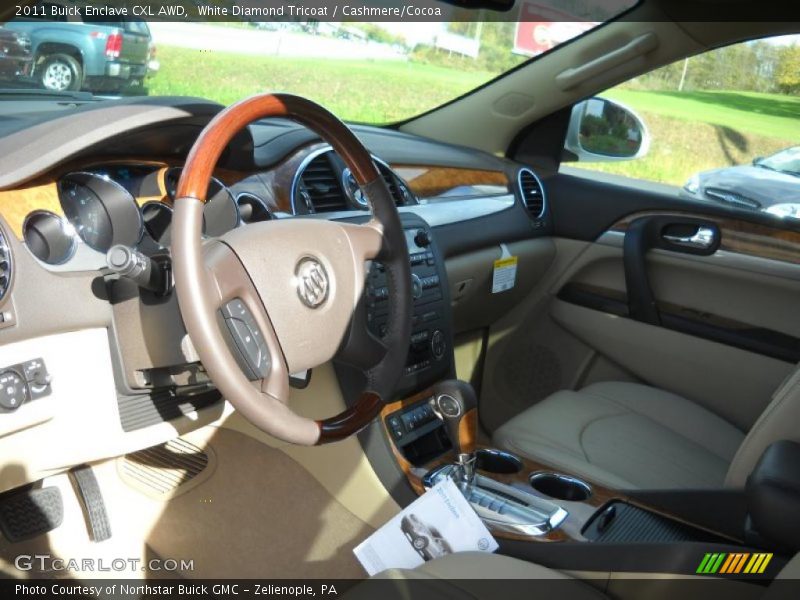 White Diamond Tricoat / Cashmere/Cocoa 2011 Buick Enclave CXL AWD