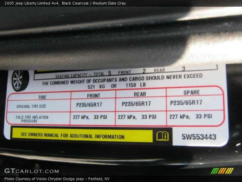 Black Clearcoat / Medium Slate Gray 2005 Jeep Liberty Limited 4x4