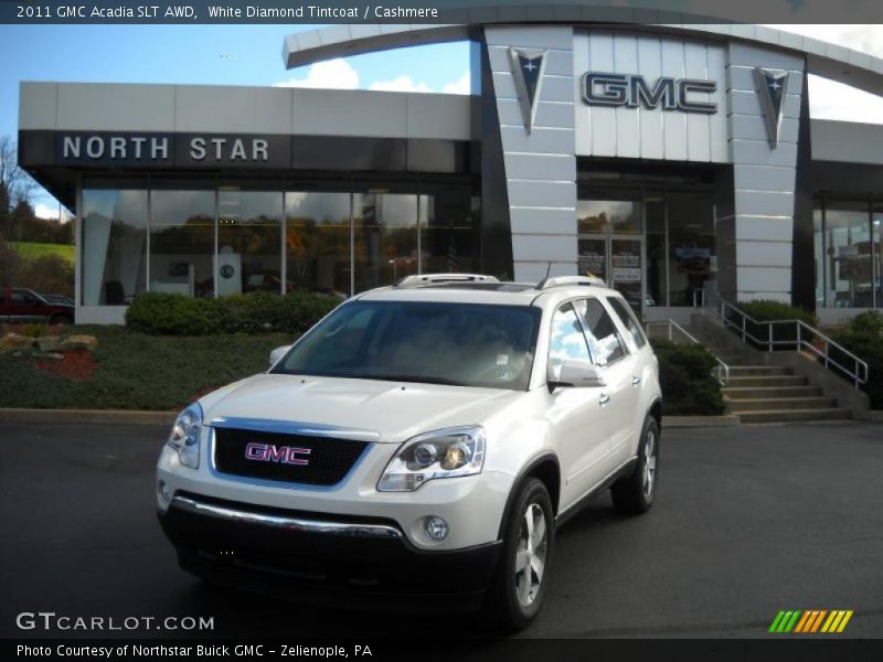 White Diamond Tintcoat / Cashmere 2011 GMC Acadia SLT AWD