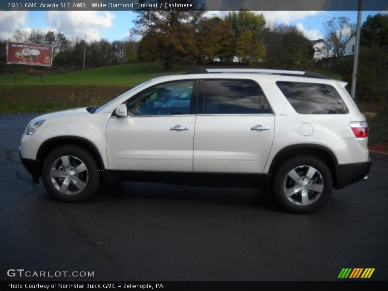 White Diamond Tintcoat / Cashmere 2011 GMC Acadia SLT AWD