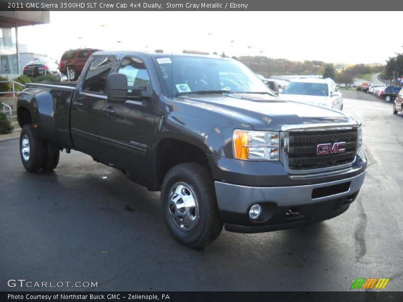 Storm Gray Metallic / Ebony 2011 GMC Sierra 3500HD SLT Crew Cab 4x4 Dually