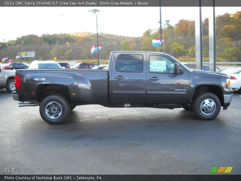 Storm Gray Metallic / Ebony 2011 GMC Sierra 3500HD SLT Crew Cab 4x4 Dually